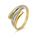 Anillo bicolor de oro 18k con diseño cruzado elegante