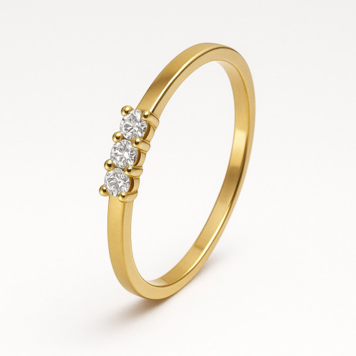 Anillo de Oro 18K con 3 Diamantes
