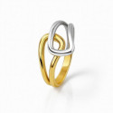 Anillo bicolor en oro de 18K con diseño entrelazado