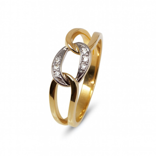 Anillo de oro 18k bicolor y diamantes