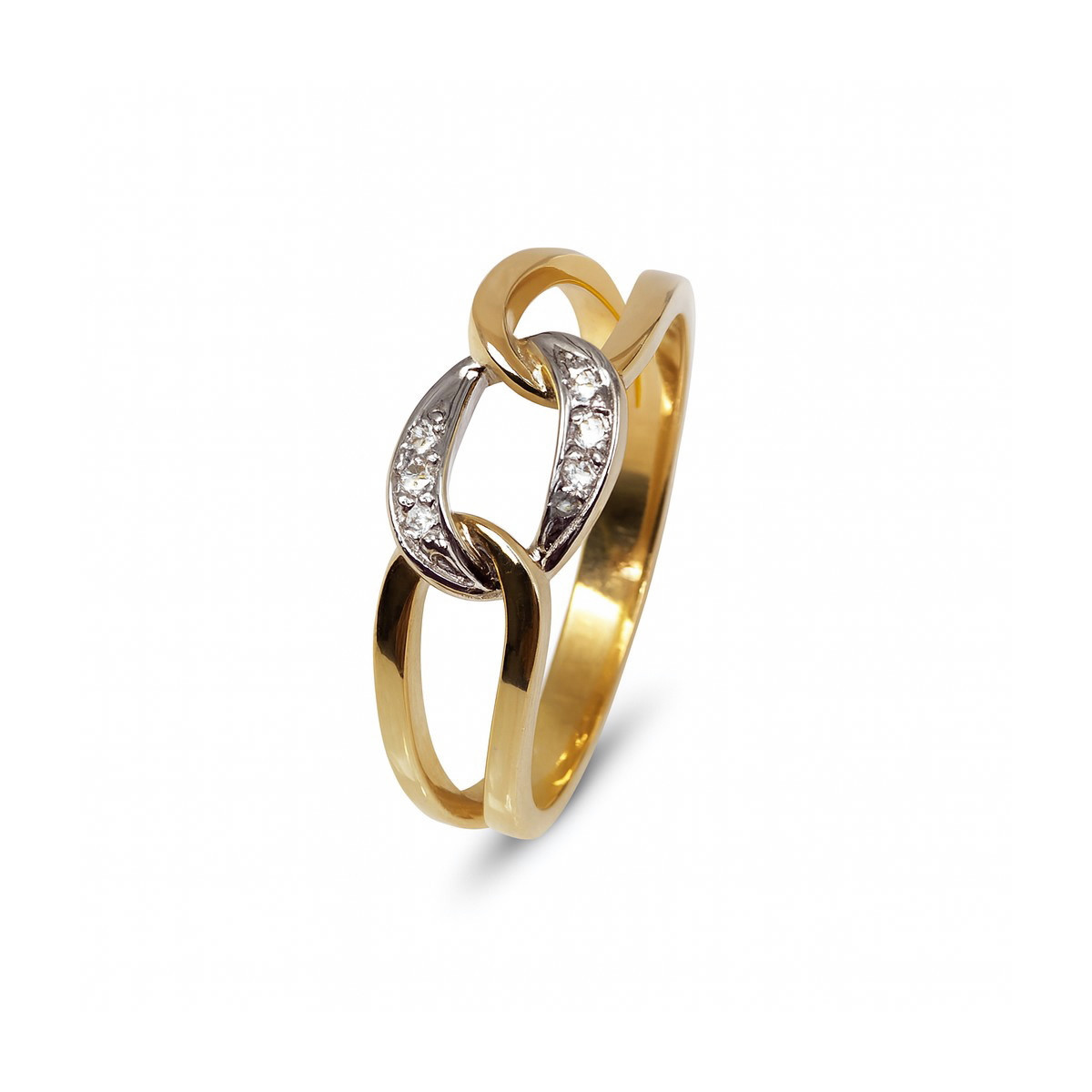 Anillo de oro 18k bicolor y diamantes