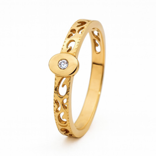 Anillo oro 18k filigrana y diamante