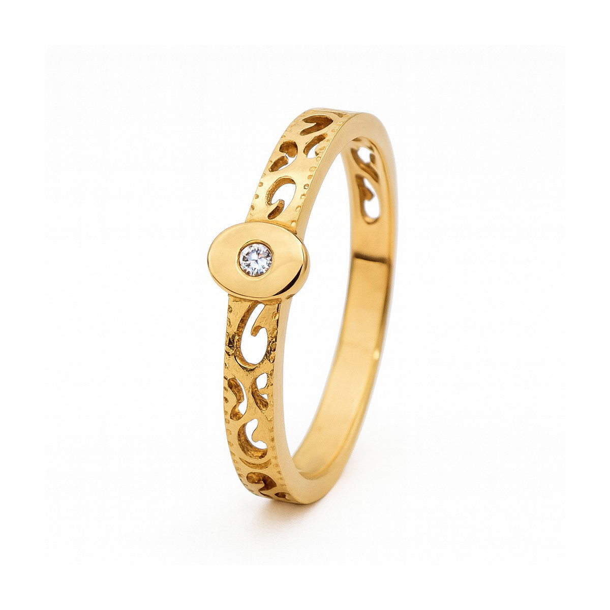 Anillo oro 18k filigrana y diamante