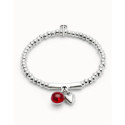 Pulsera de bolas y cristal de murano rojo UNO DE 50