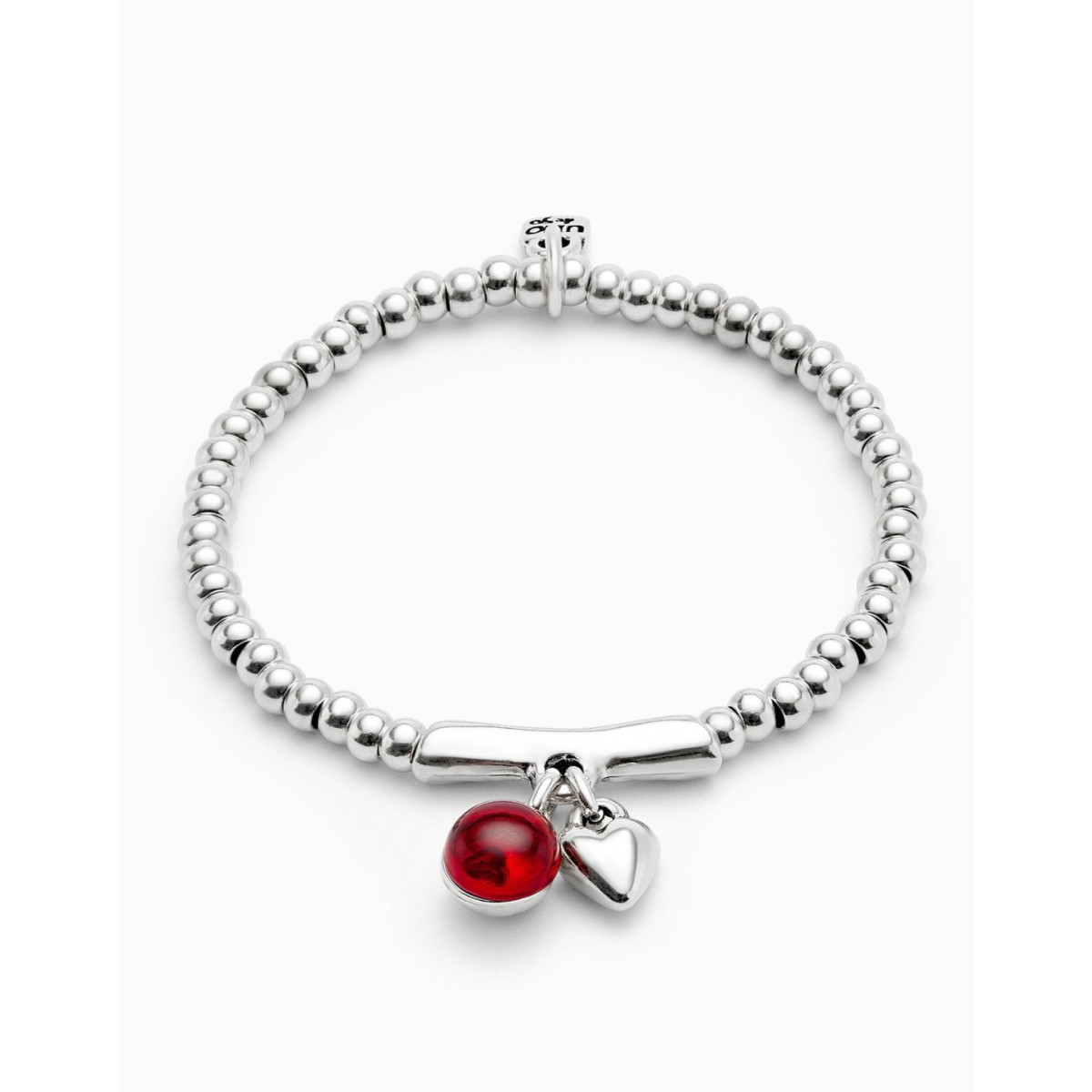 Pulsera de bolas y cristal de murano rojo UNO DE 50