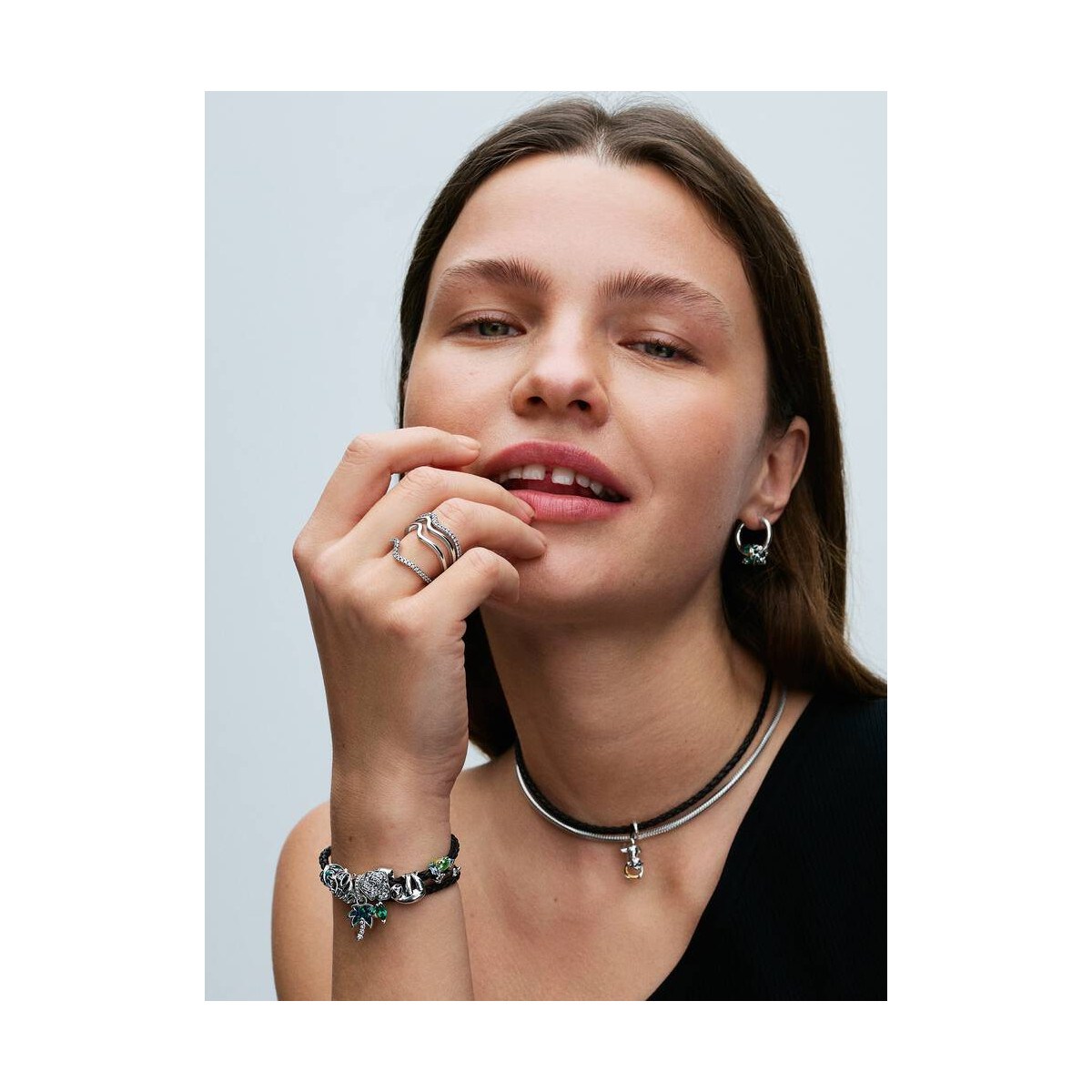 Pulsera Pandora Moments en Cuero Trenzado Doble Marrón - 593338C01