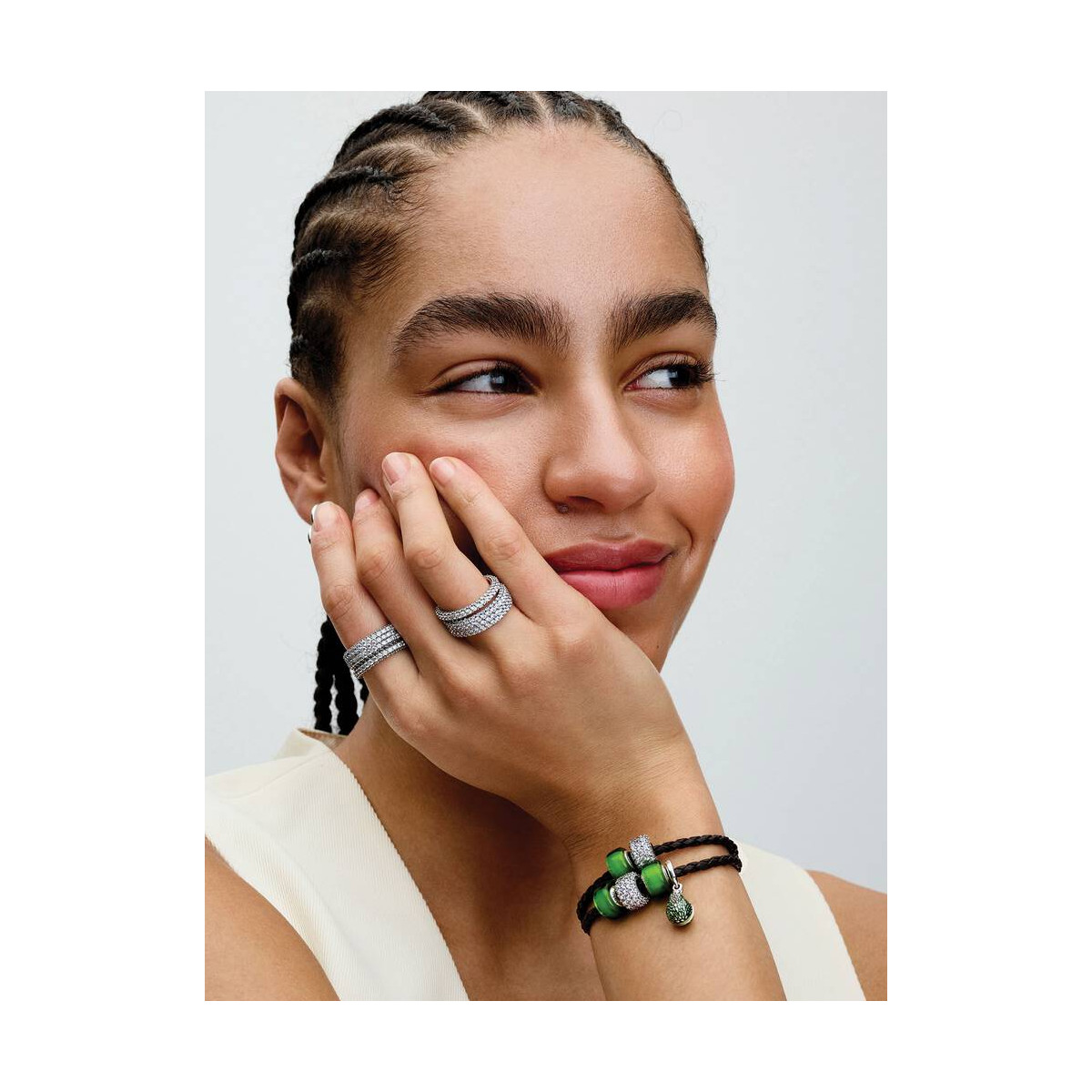 Pulsera Pandora Moments en Cuero Trenzado Doble Marrón - 593338C01