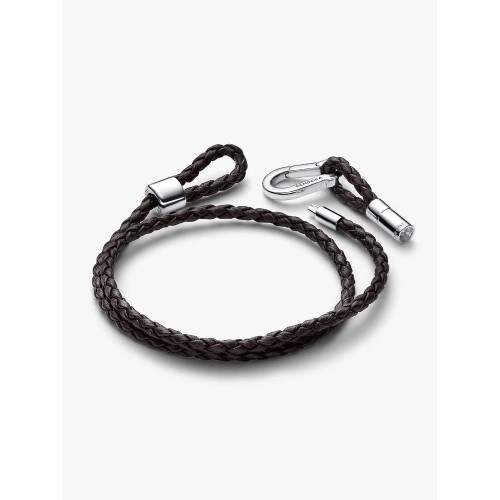 Pulsera Pandora Moments en Cuero Trenzado Doble Marrón - 593338C01