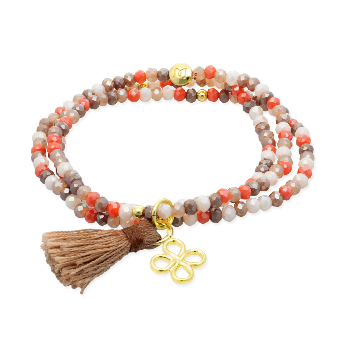 Pulsera Trébol Marrón Coral MARINA GARCIA Colección Zen