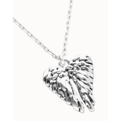 Collar largo en plata de ley y detalle de alas UNO DE 50