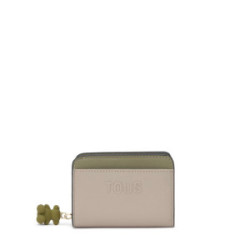 Cartera mediana topo verde TOUS Doble Audree Saffiano TOUS