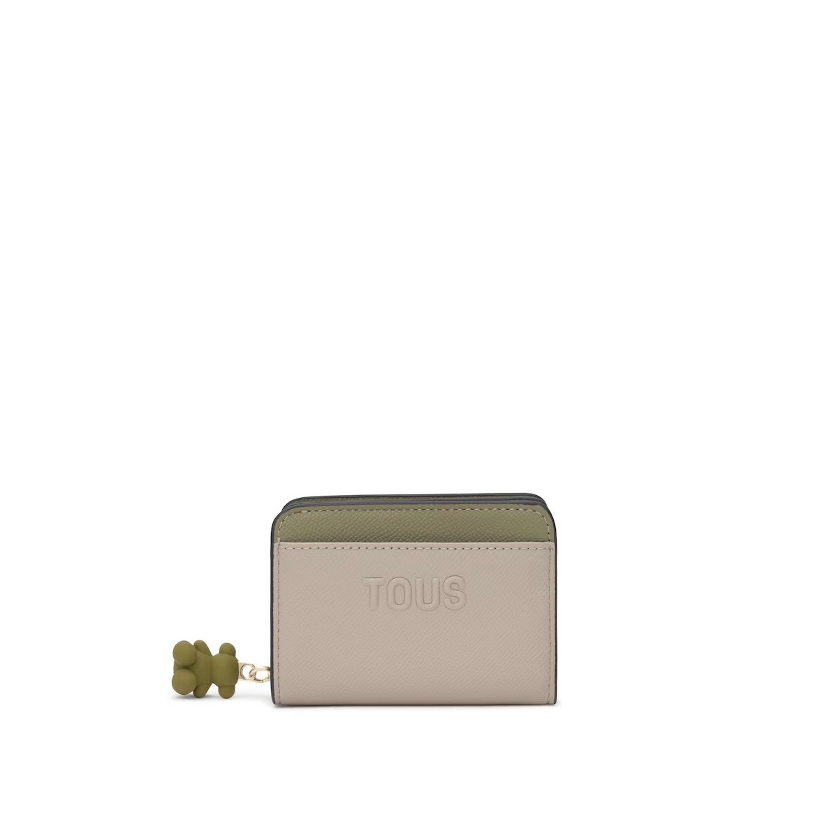 Cartera mediana topo verde TOUS Doble Audree Saffiano TOUS