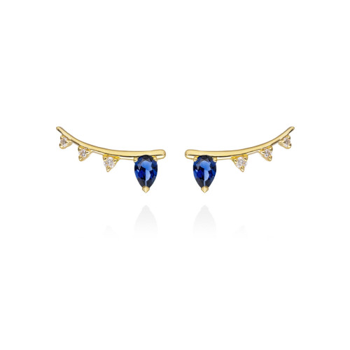 Pendientes trepadores Oro amarillo diamantes y zafiro MARINA GARCIA