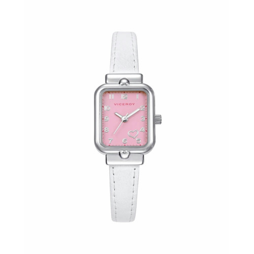 Reloj Comunión Cuadrado VICEROY Piel Esfera Rosa