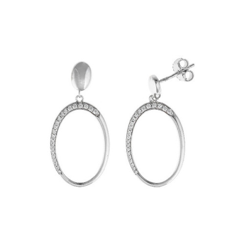 Pendiente oval y circonitas SALVATORE PLATA