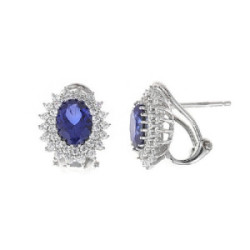 Plata Pendientes Ovalo Azul Lady SALVATORE