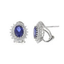 Plata Pendientes Ovalo Azul Lady SALVATORE