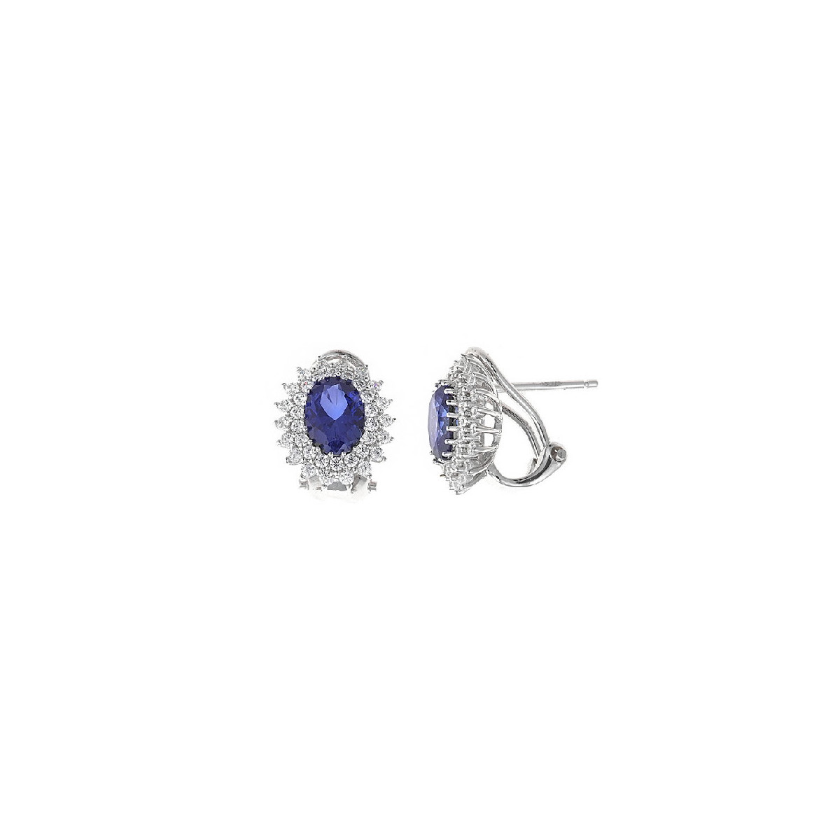 Plata Pendientes Ovalo Azul Lady SALVATORE