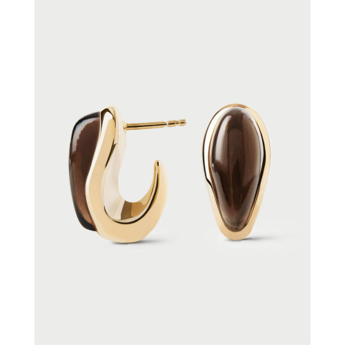 Pendientes Luna con Cuarzo Ahumado PDPAOLA