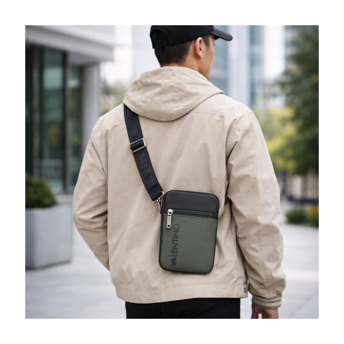 Bandolera hombre Dragonhawk verde/negro VALENTINO