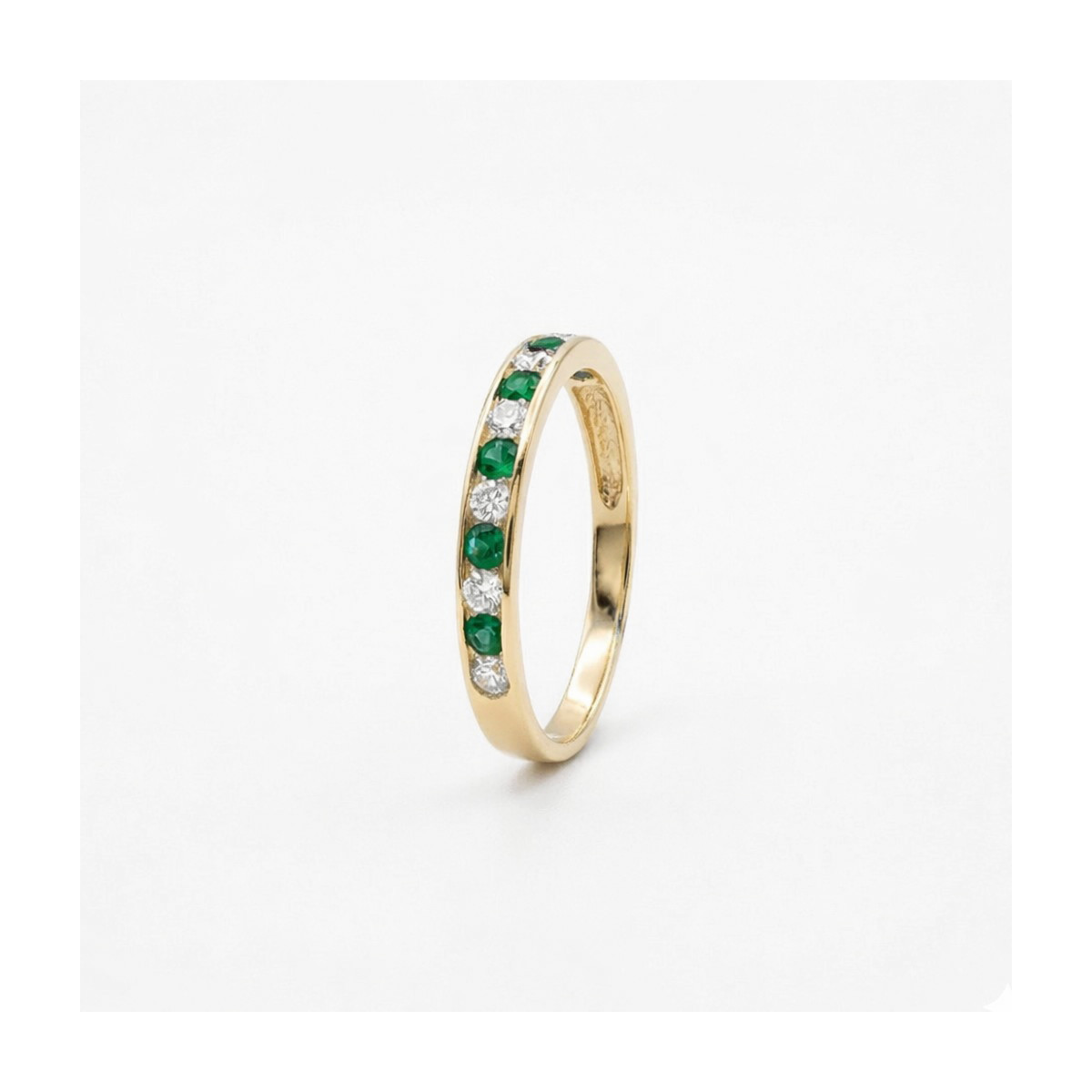 Anillo de oro 18K con esmeraldas y circonitas - M5059242/PFV