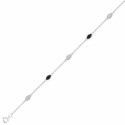 Pulsera de Plata con Motivos Ovalados y Circonitas Blancas y Negras