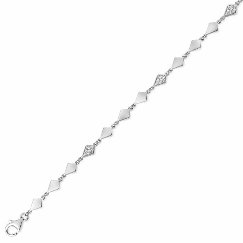 Pulsera de Plata con Diseño Geométrico en Rombos