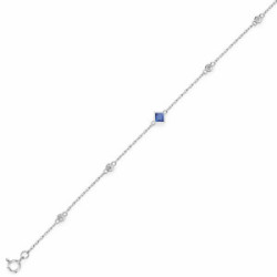 Pulsera de Plata con Centro Cuadrado y Detalles Circulares