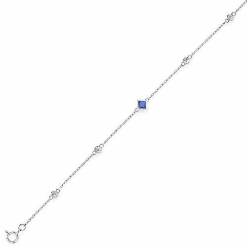 Pulsera de Plata con Centro Cuadrado y Detalles Circulares