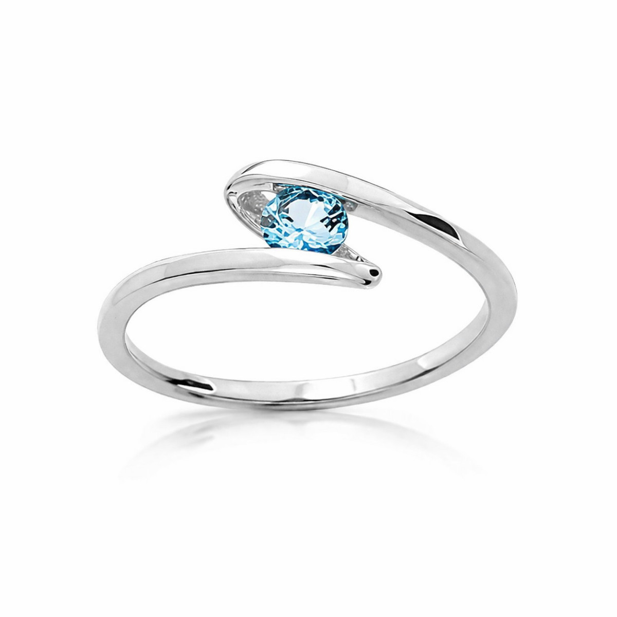 Anillo Abierto de Plata con Piedra Azul Facetada - 307598.6
