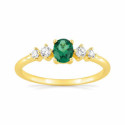 Anillo Chapado en Oro con Piedra Verde Central y Circonitas - 137033.4