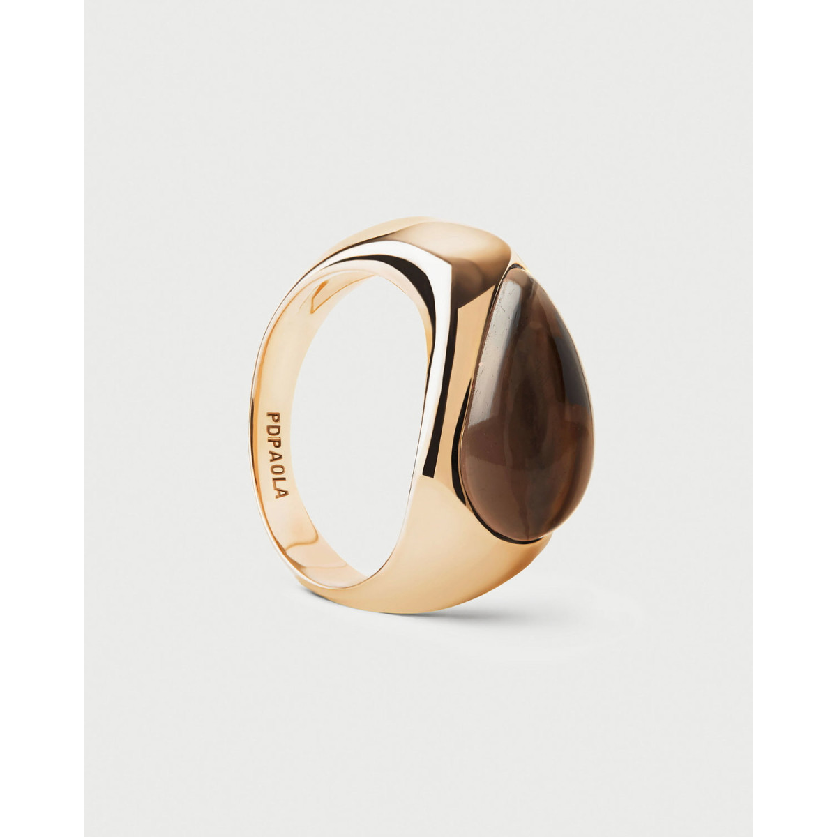 Anillo Sello Luna con Cuarzo Ahumado PDPAOLA - ANB1-E96