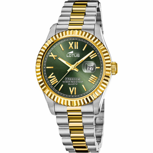 Reloj bicolor esfera verde LOTUS