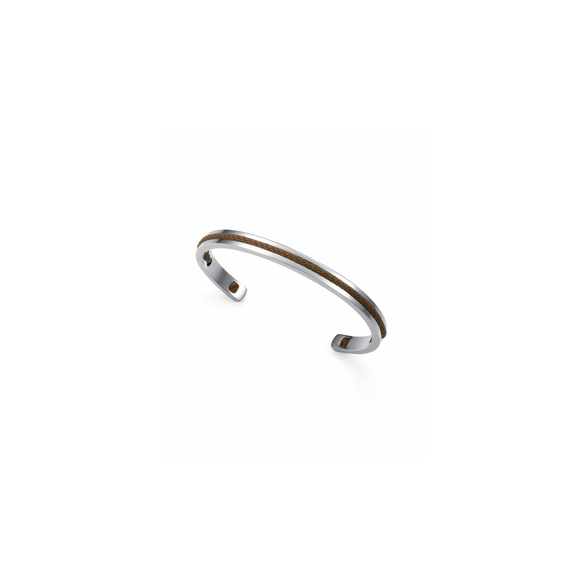 Pulsera de hombre de acero rígida abierta con cordón marrón VICEROY