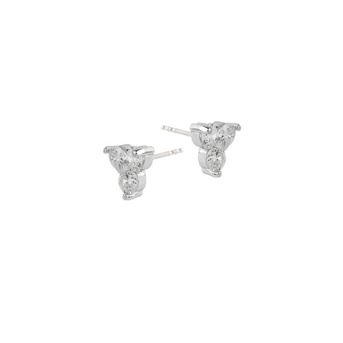 Pendientes Trébol Oro Blanco Diamantes