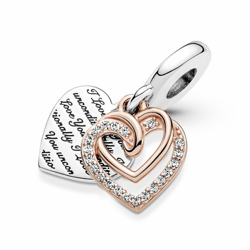 Pandora Charm Colgante Doble Corazones Entrelazados