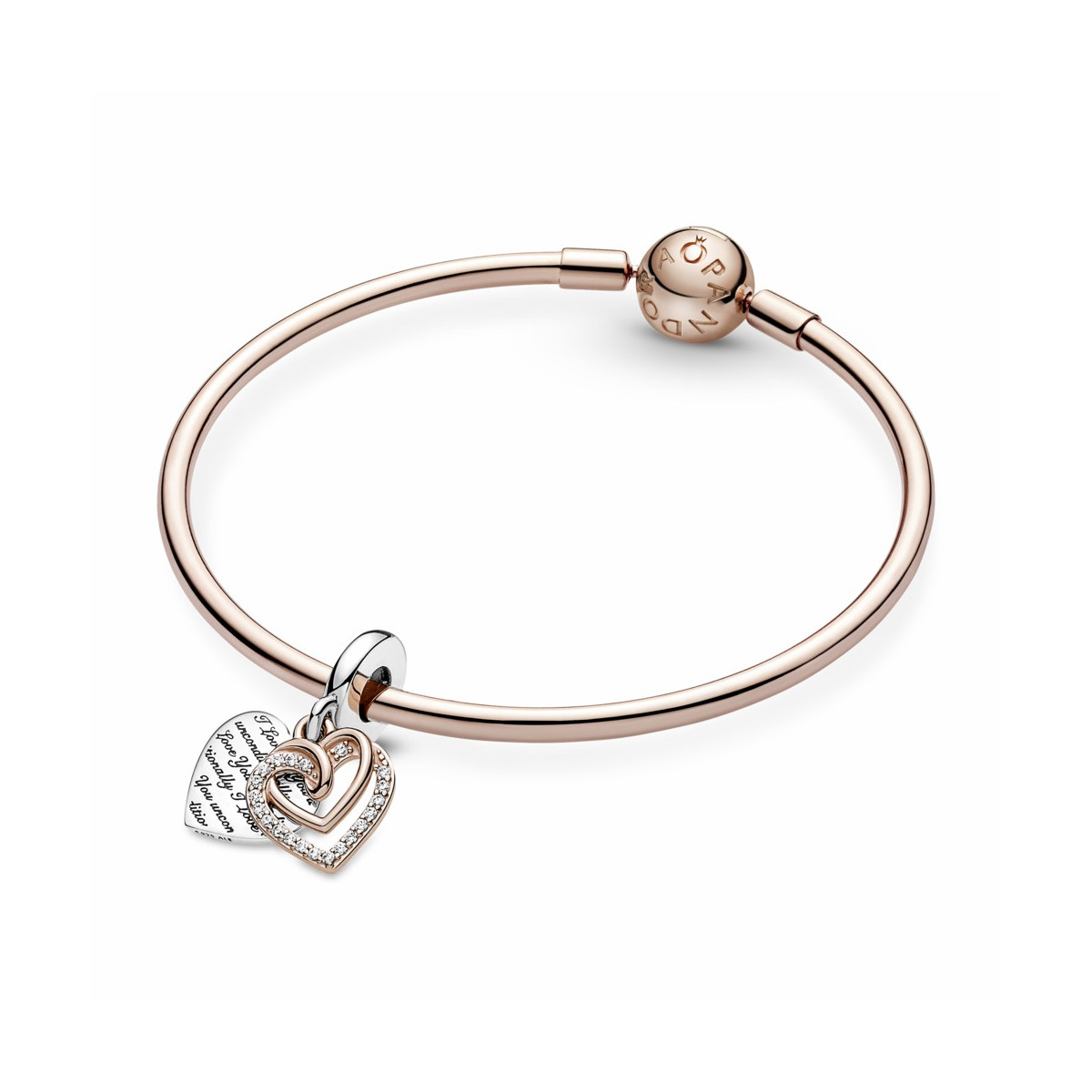 Pandora Charm Colgante Doble Corazones Entrelazados